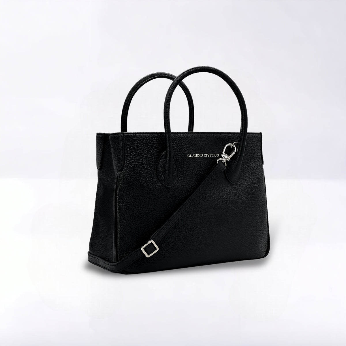Black Satchel purse with silver hardware