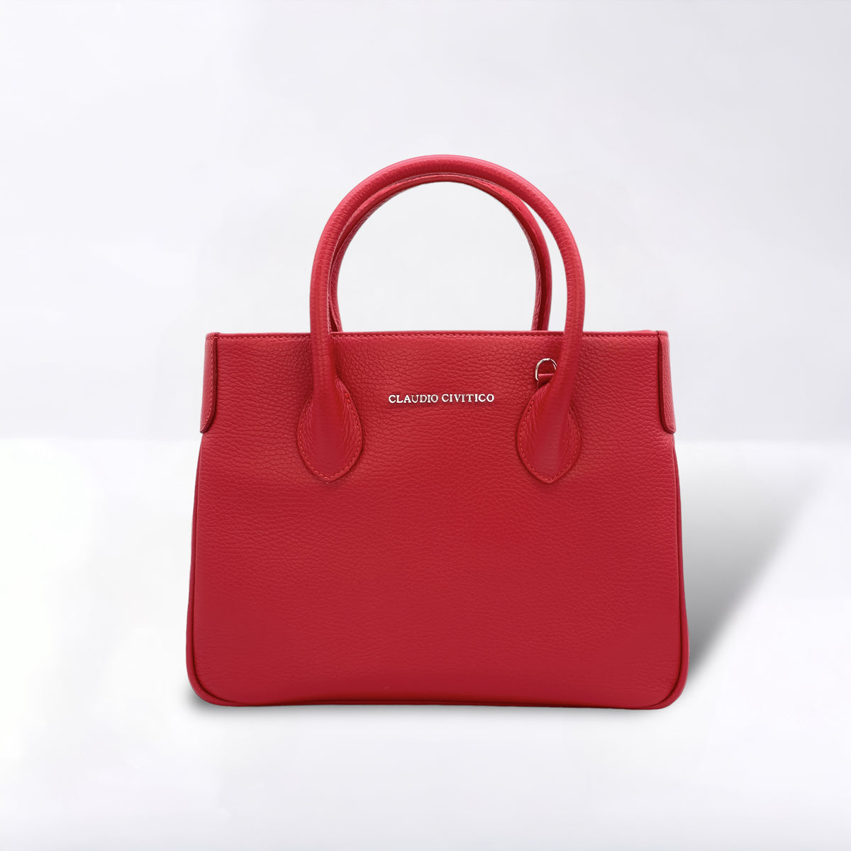 Monedero Satchel rojo con herrajes plateados