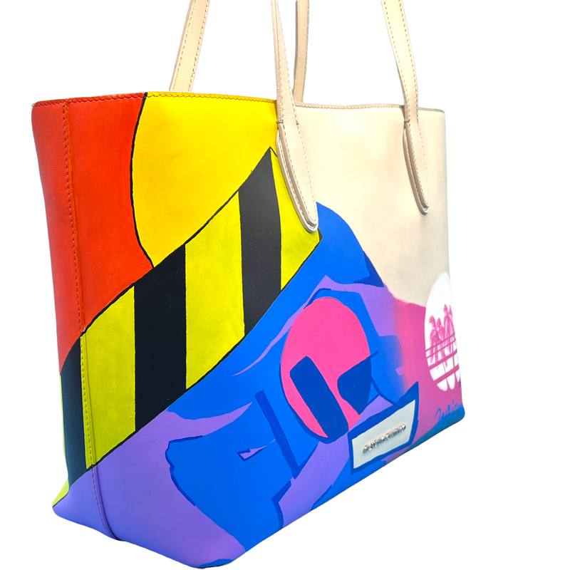 white leather tote